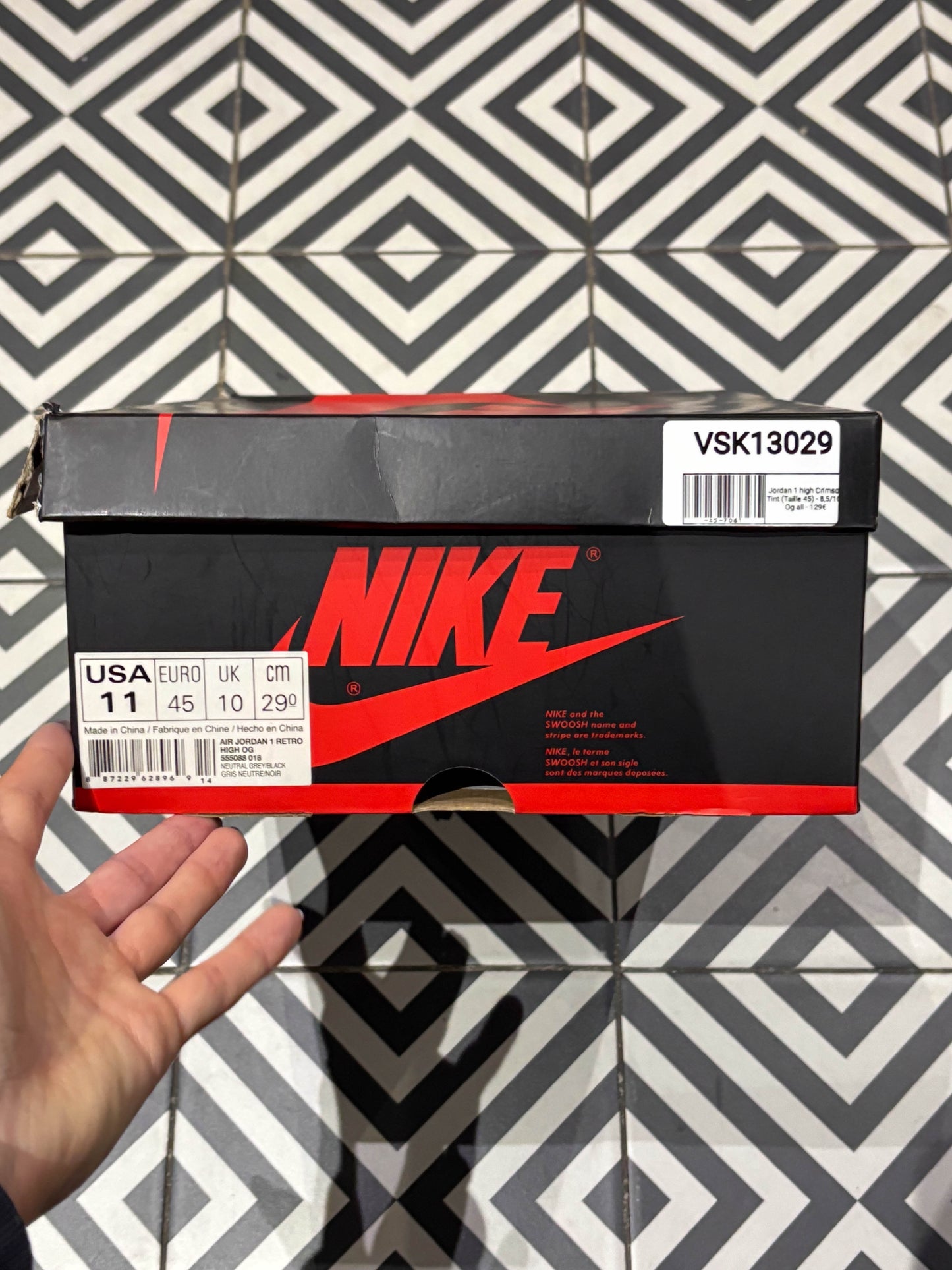 Jordan 1 high Crimson Tint (Taille 45)