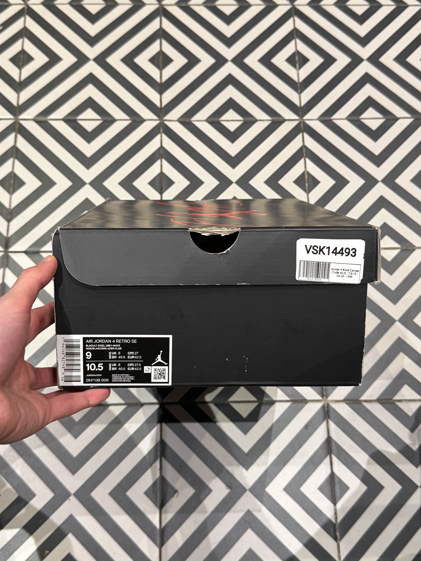 Jordan 4 Black Canvas (Taille 42,5)