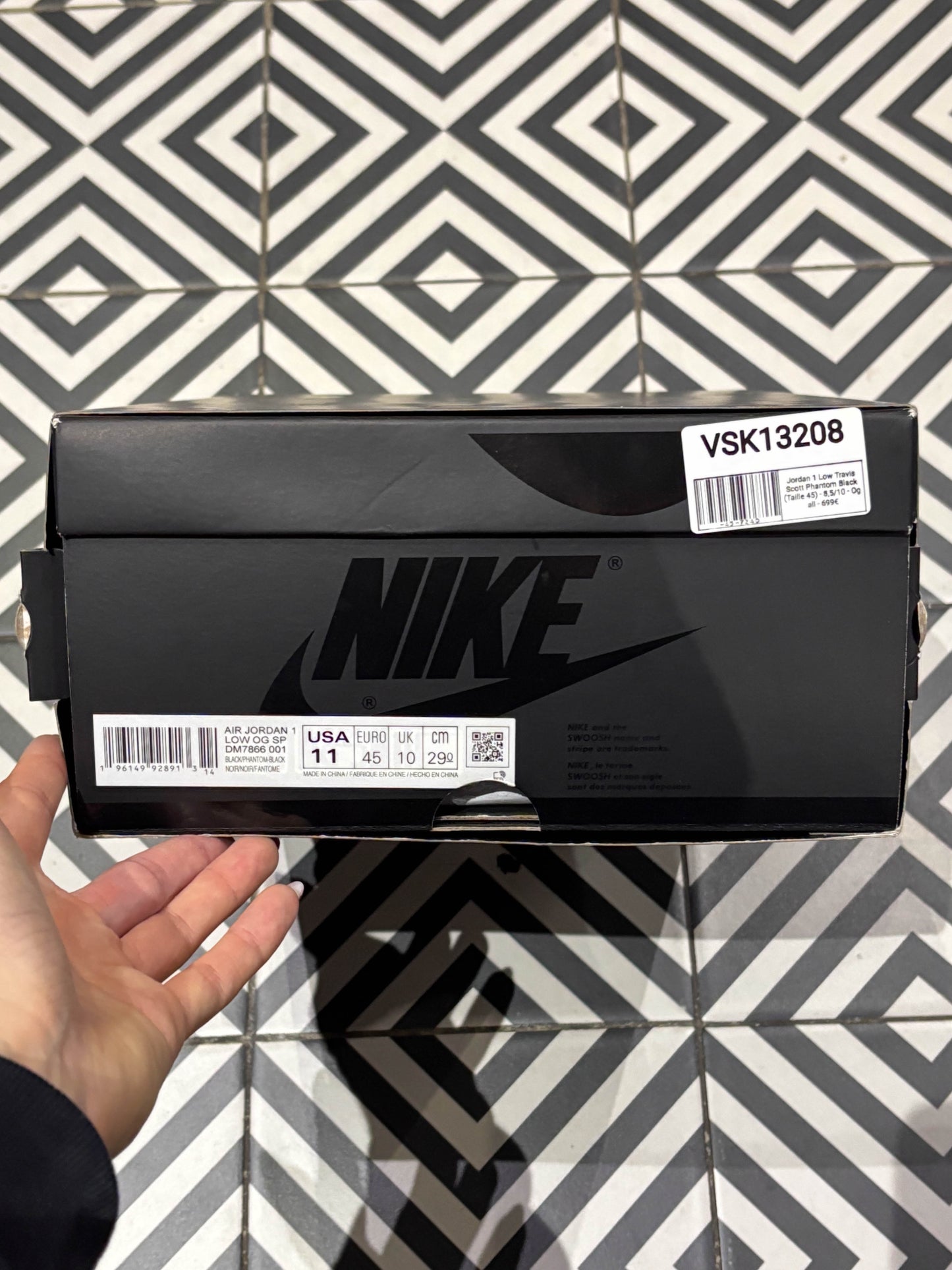 Jordan 1 Low Travis Scott Phantom Black (Taille 45)