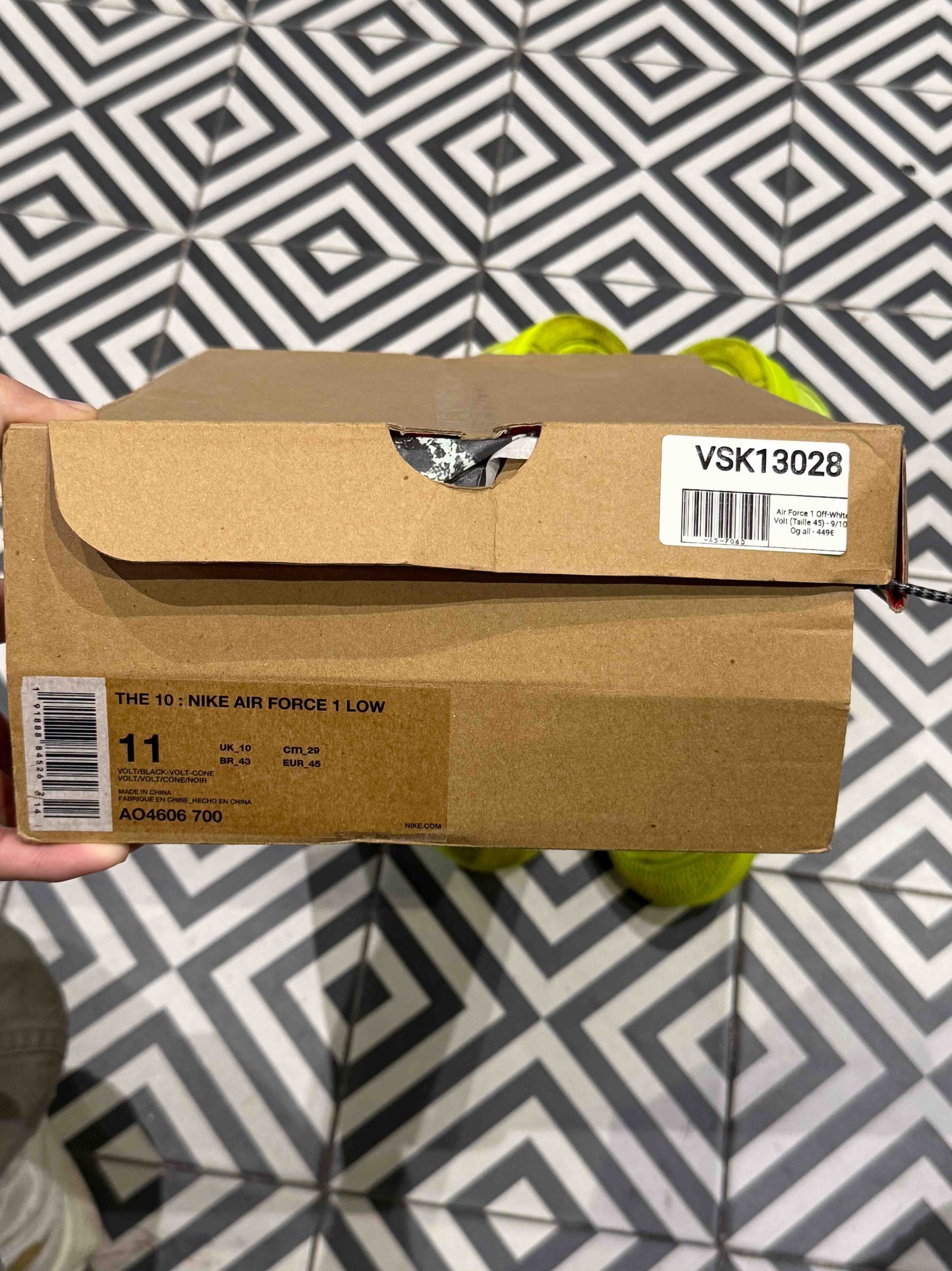 Air Force 1 Off-White Volt (Taille 45)