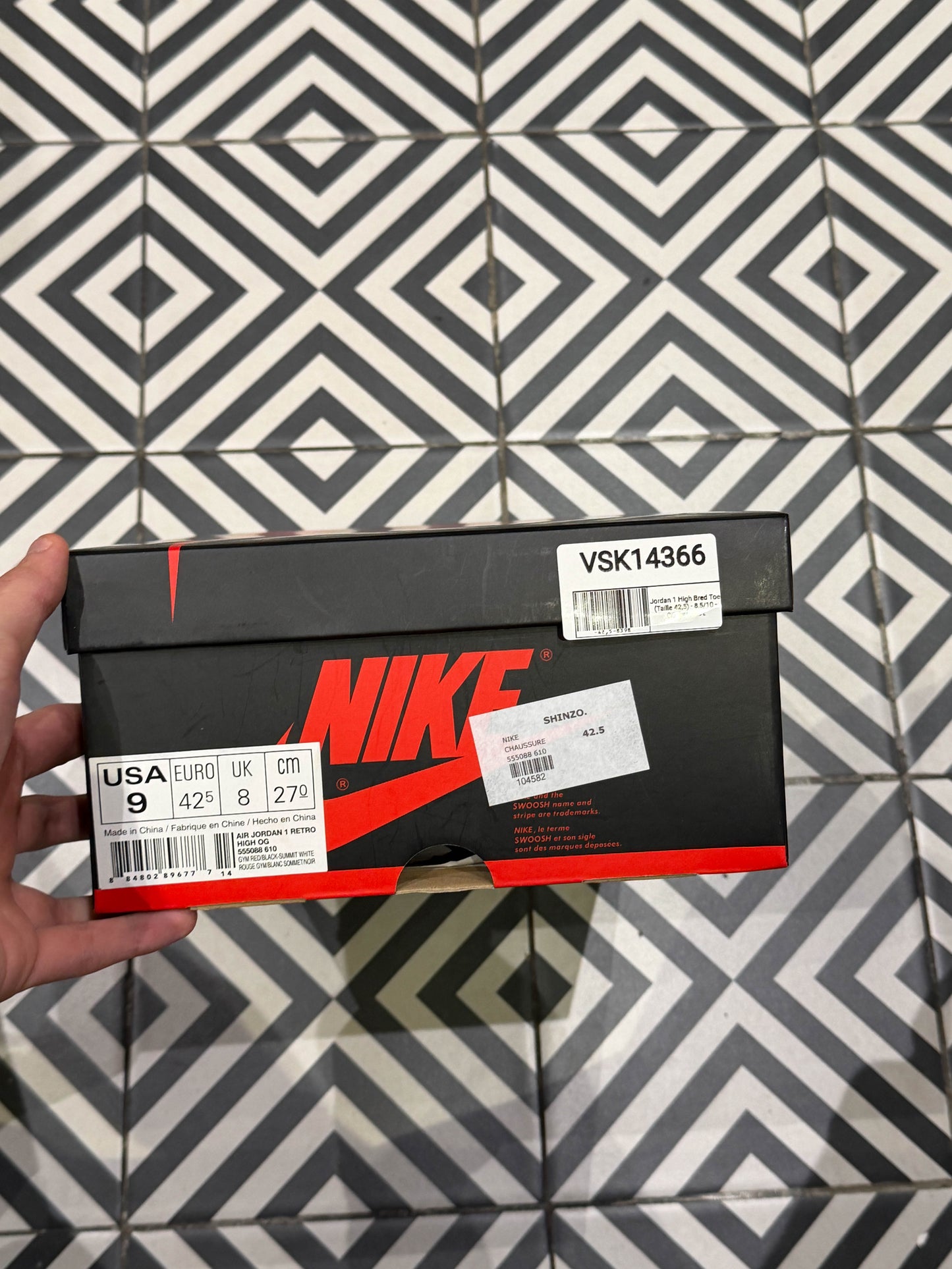 Jordan 1 High Bred Toe (Taille 42,5)