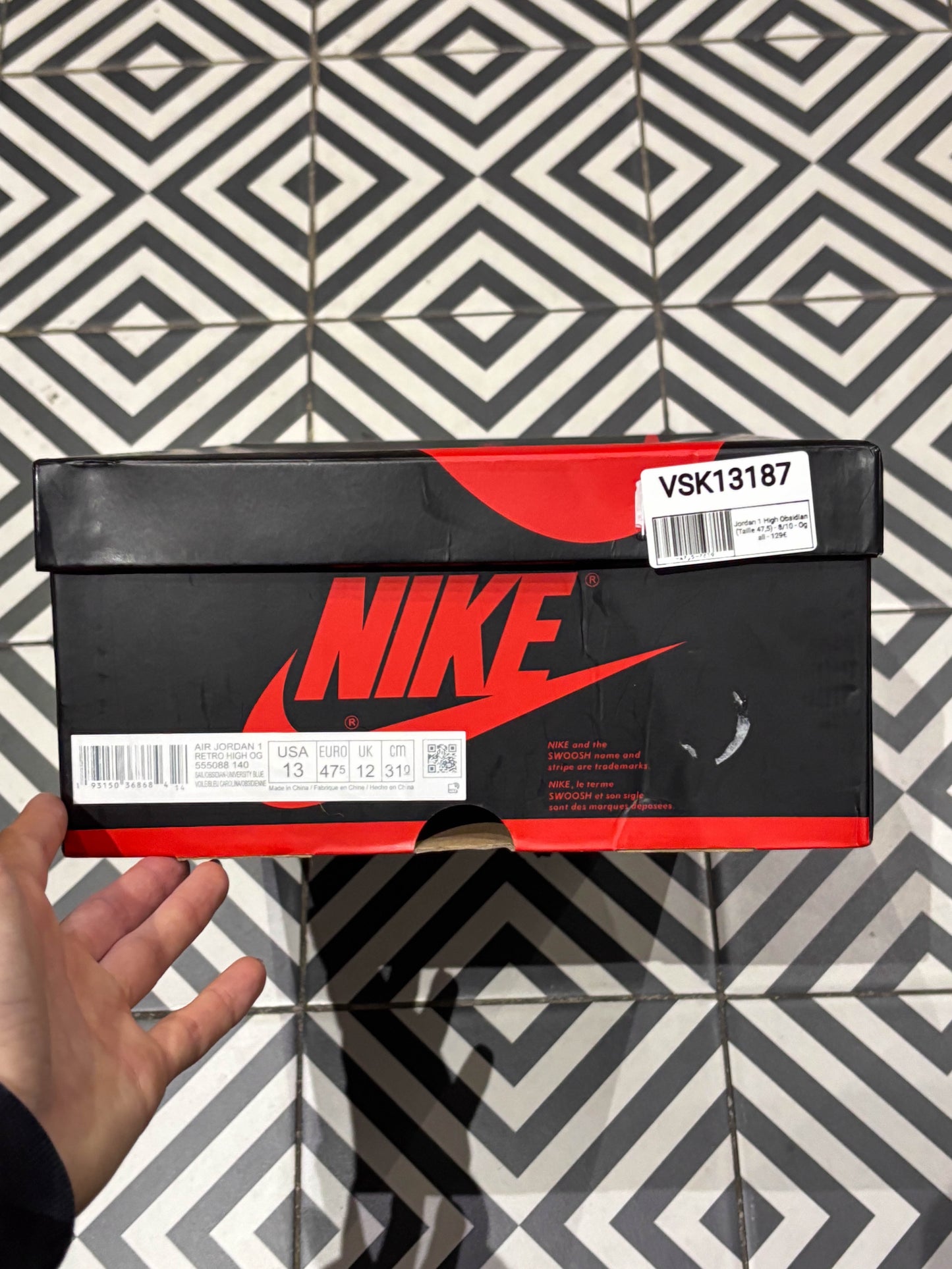 Jordan 1 High Obsidian (Taille 47,5)