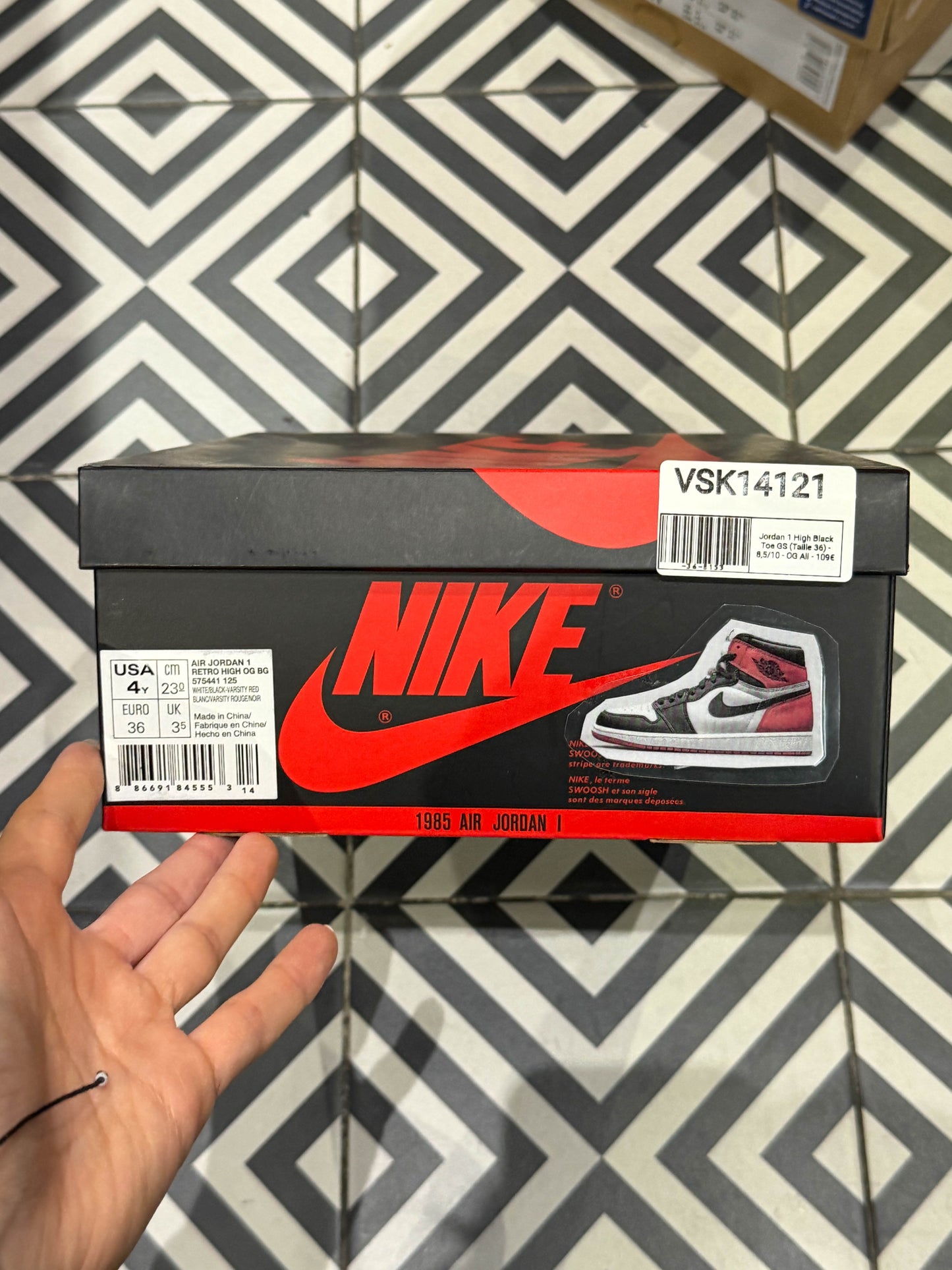 Jordan 1 High Black Toe GS (Taille 36)