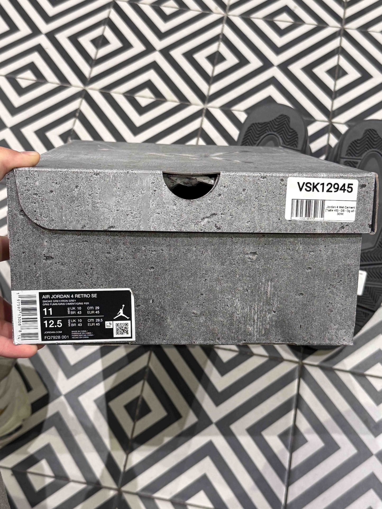 Jordan 4 Wet Cement (Taille 45)
