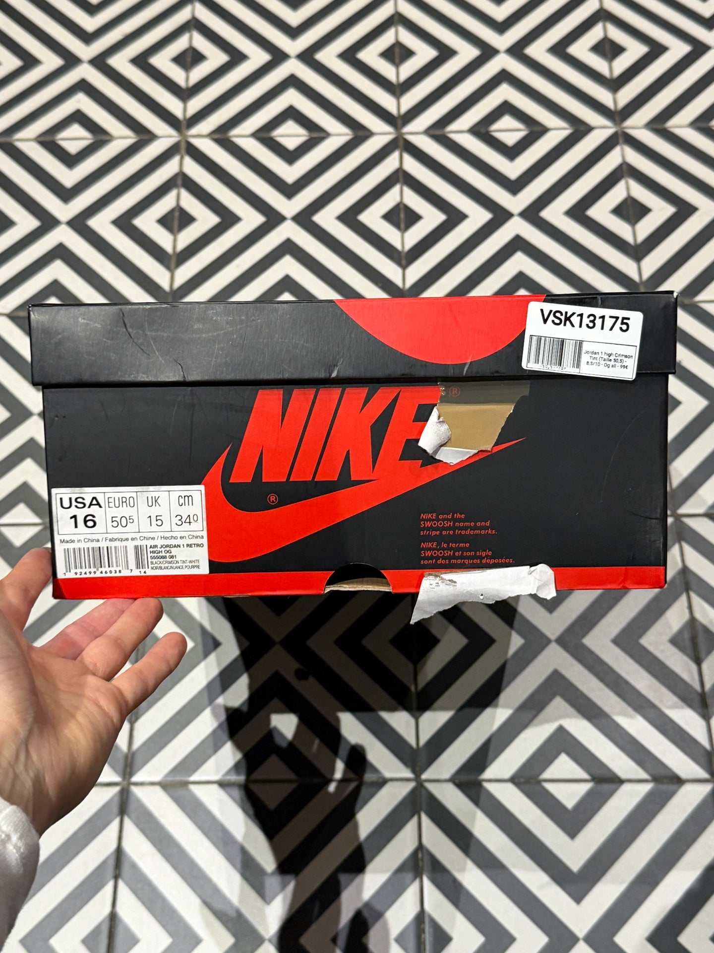 Jordan 1 high Crimson Tint (Taille 50,5)