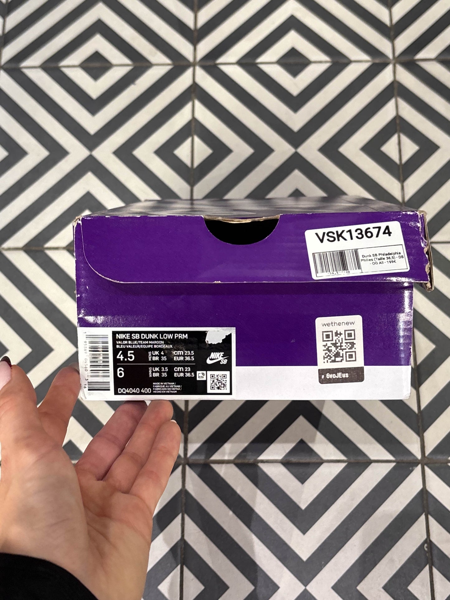 Dunk SB Philadelphia Philies (Taille 36,5)