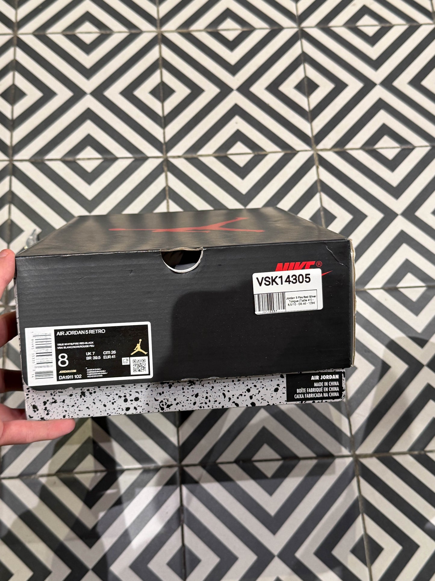 Jordan 5 Fire Red Silver Tongue (Taille 41)