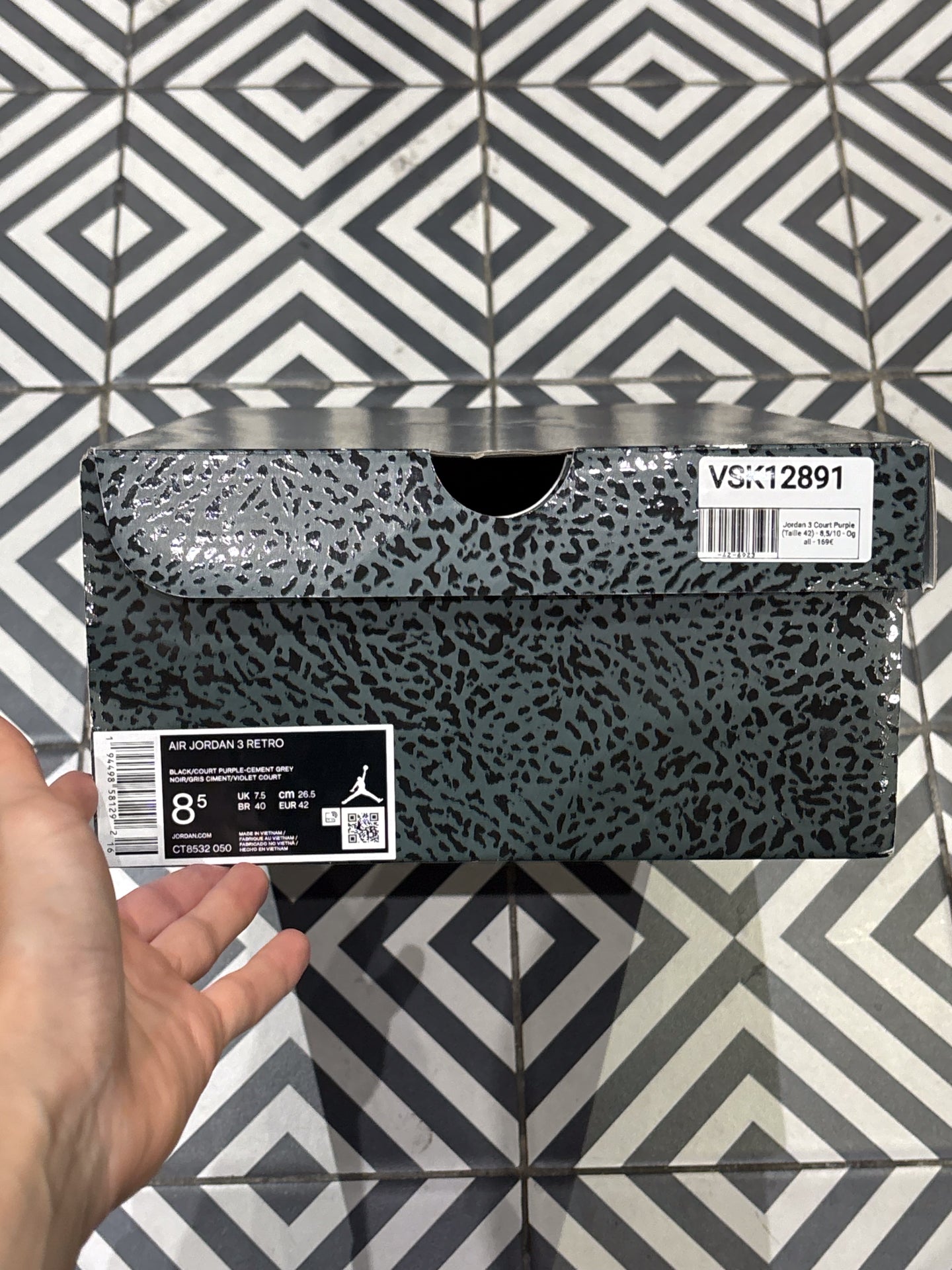 Jordan 3 Court Purple (Taille 42)