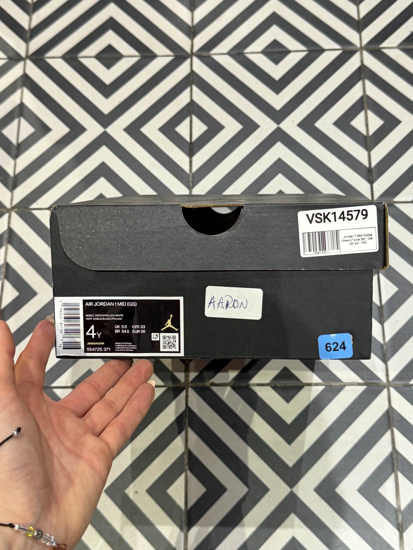 Jordan 1 Mid Noble Green (Taille 36)