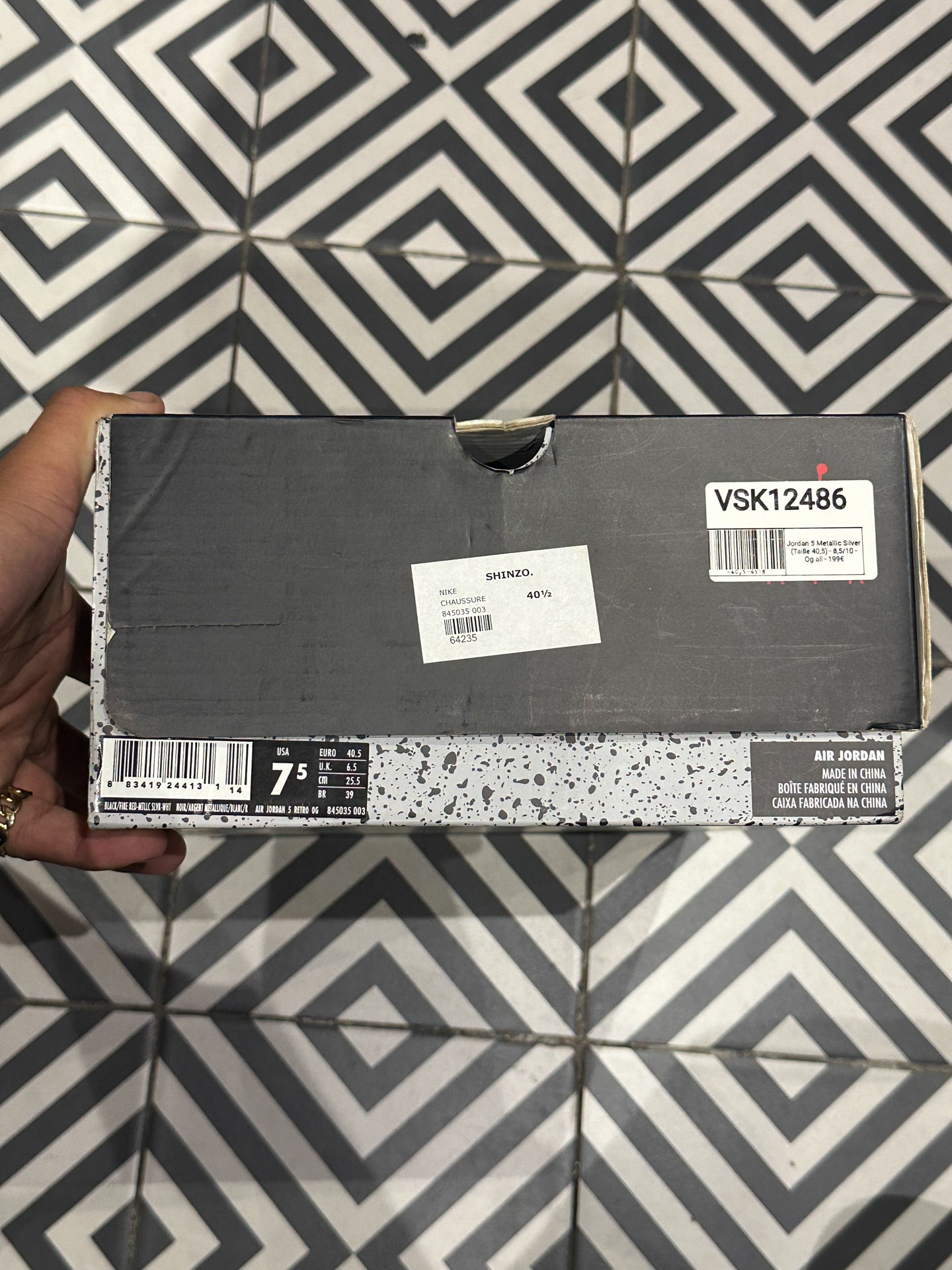 Jordan 5 Metallic Silver (Taille 40,5)