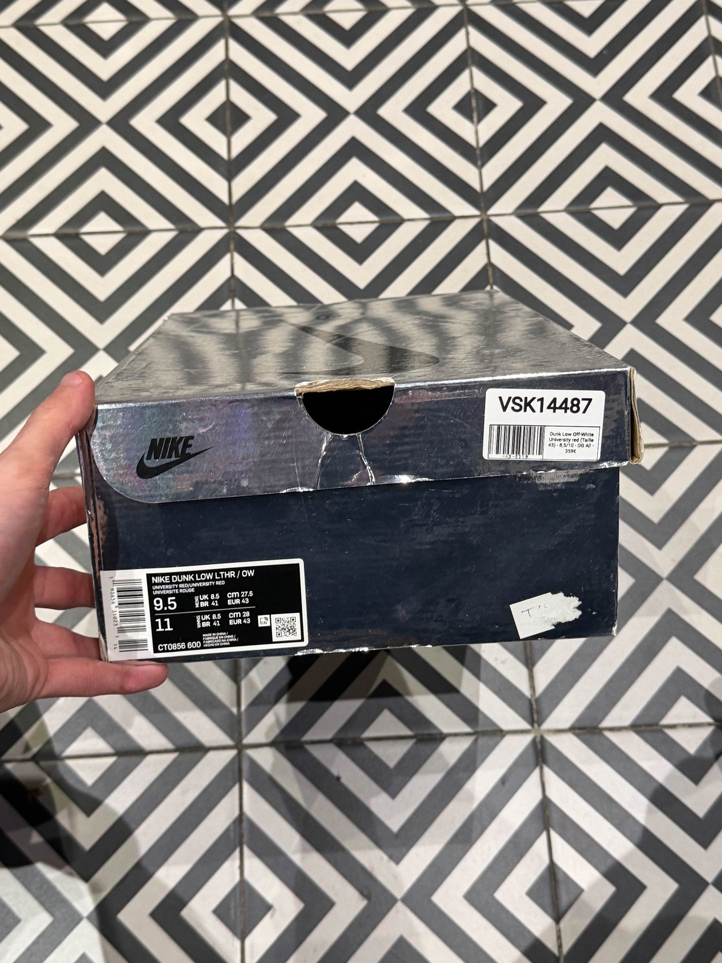 Dunk Low Off-White University red (Taille 43)