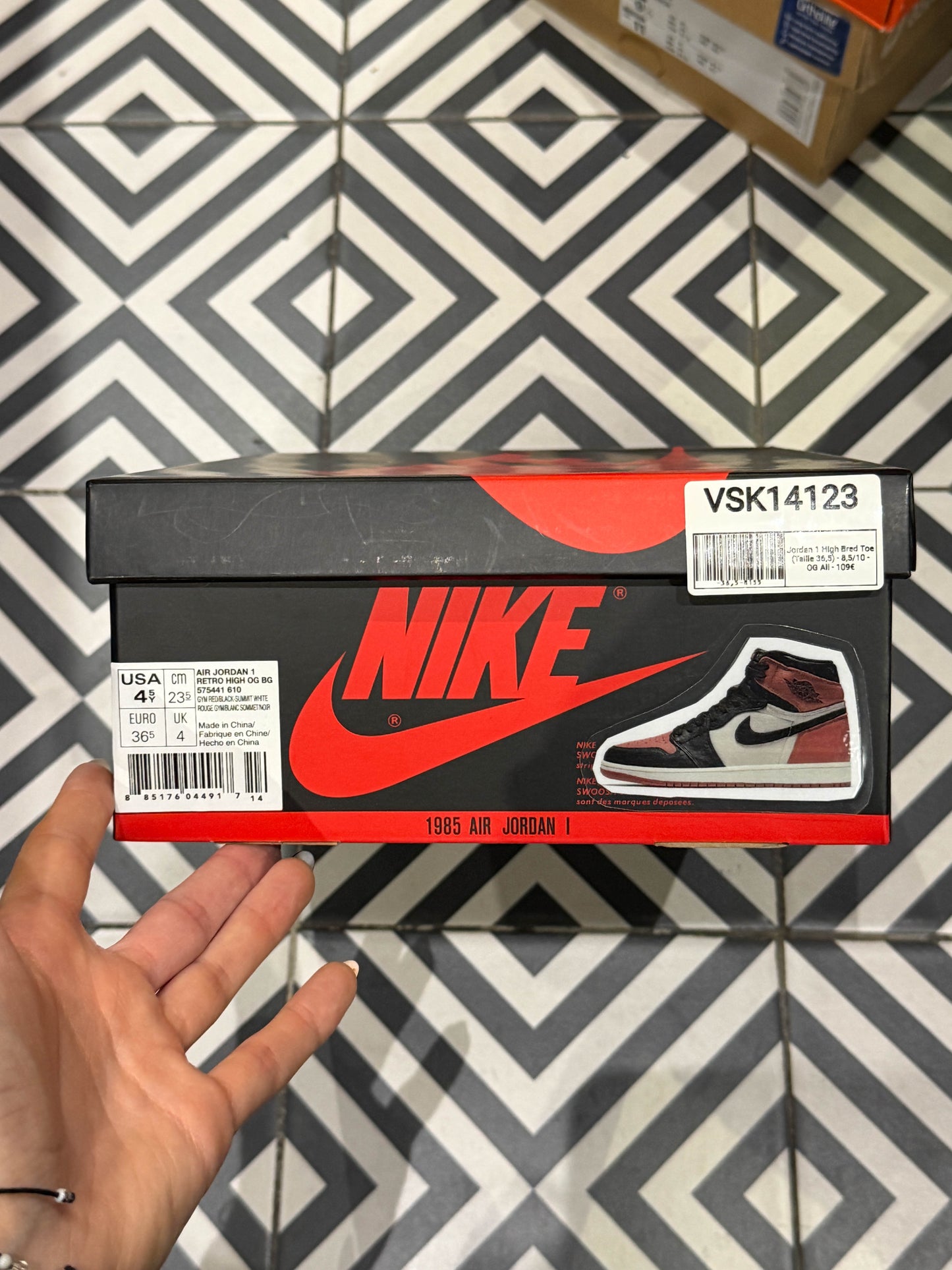 Jordan 1 High Bred Toe (Taille 36,5)