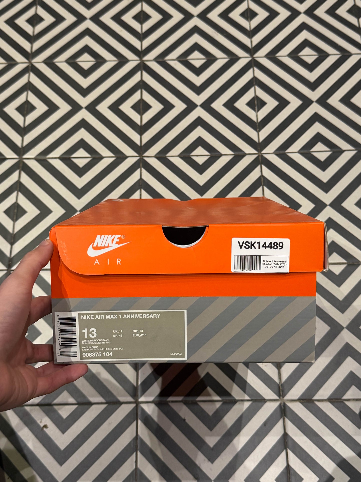 Air Max 1 Anniversary Obsidian (Taille 47,5)