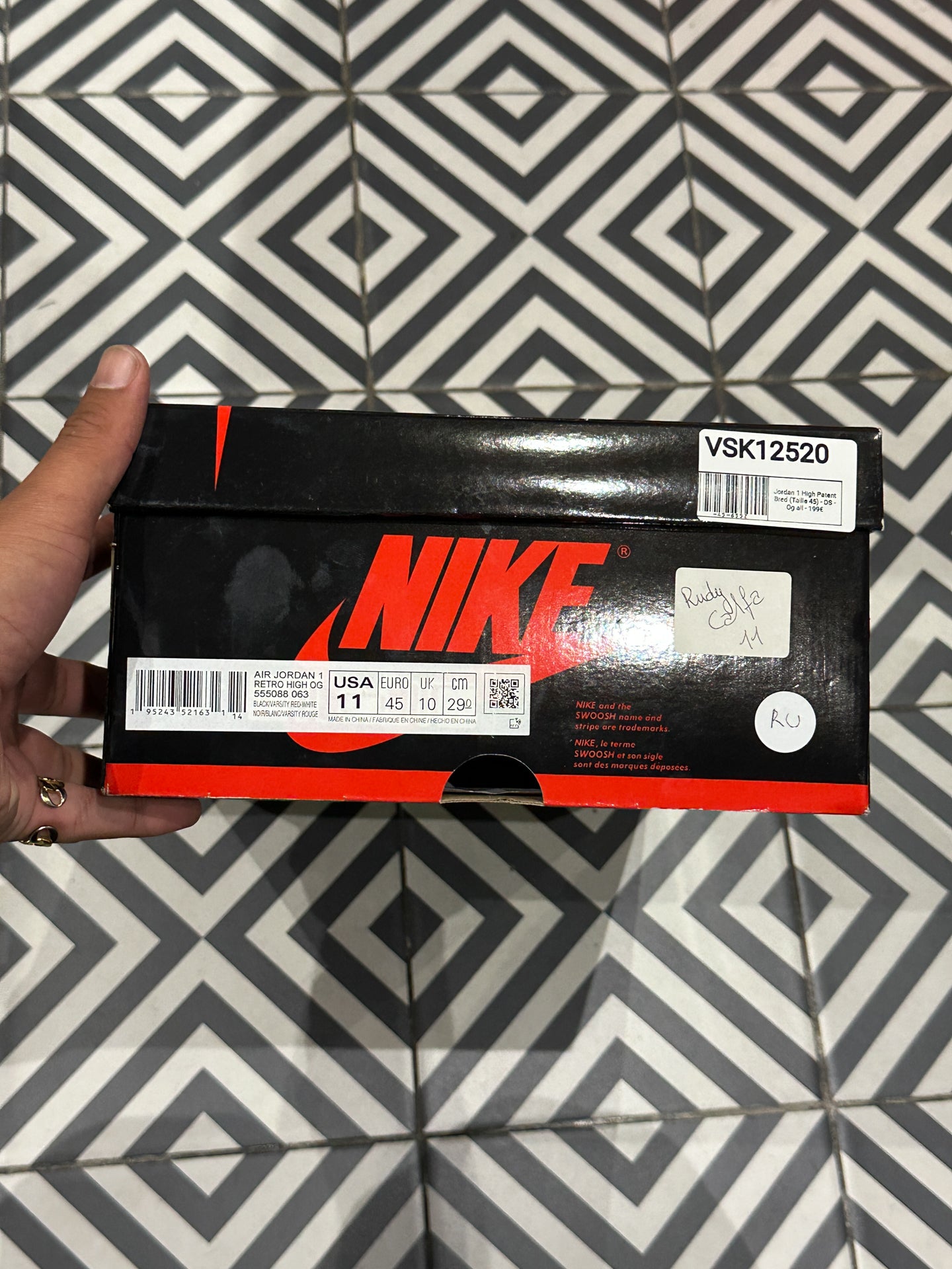 Jordan 1 High Patent Bred (Taille 45)