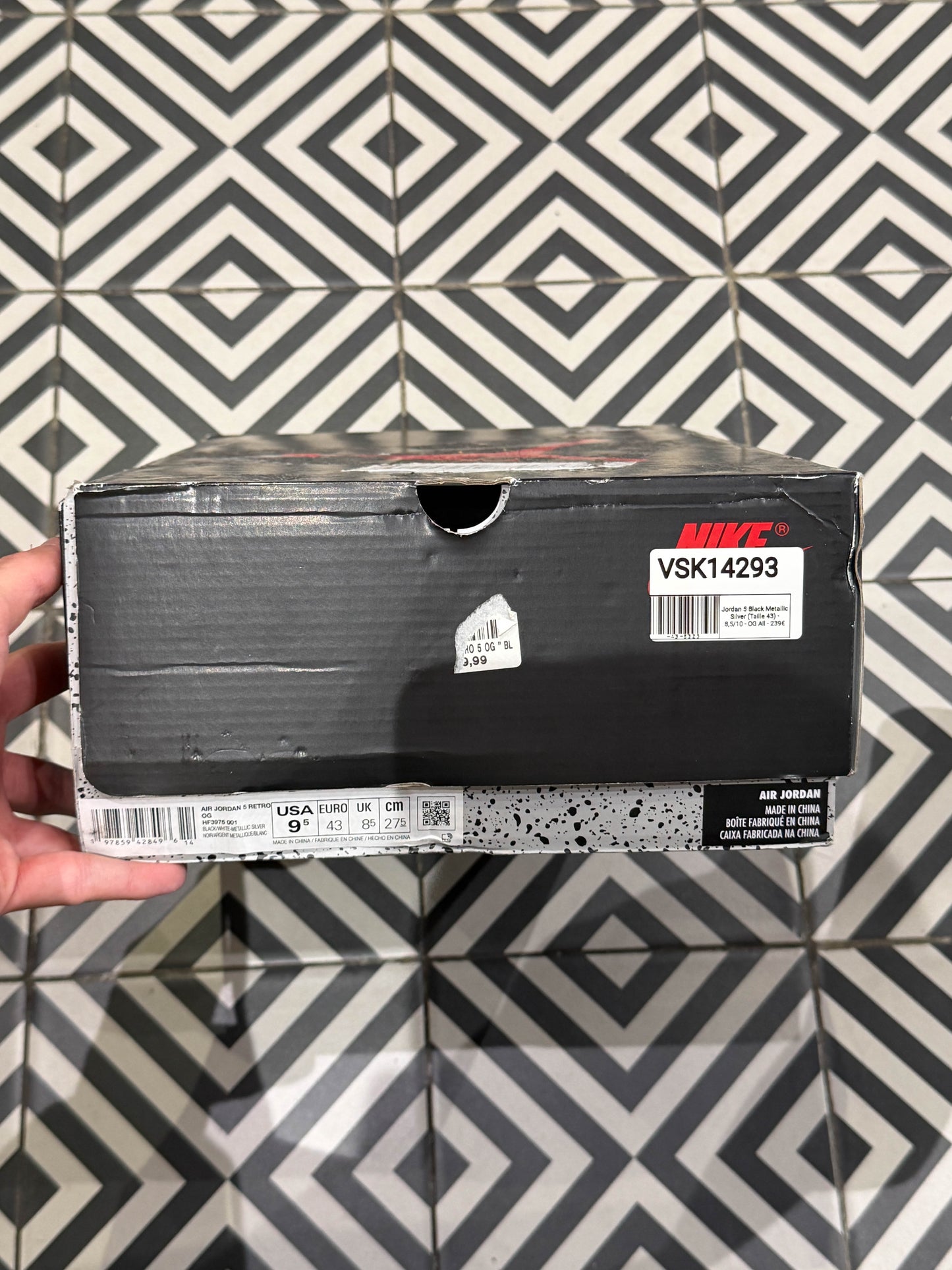 Jordan 5 Black Metallic Silver (Taille 43)