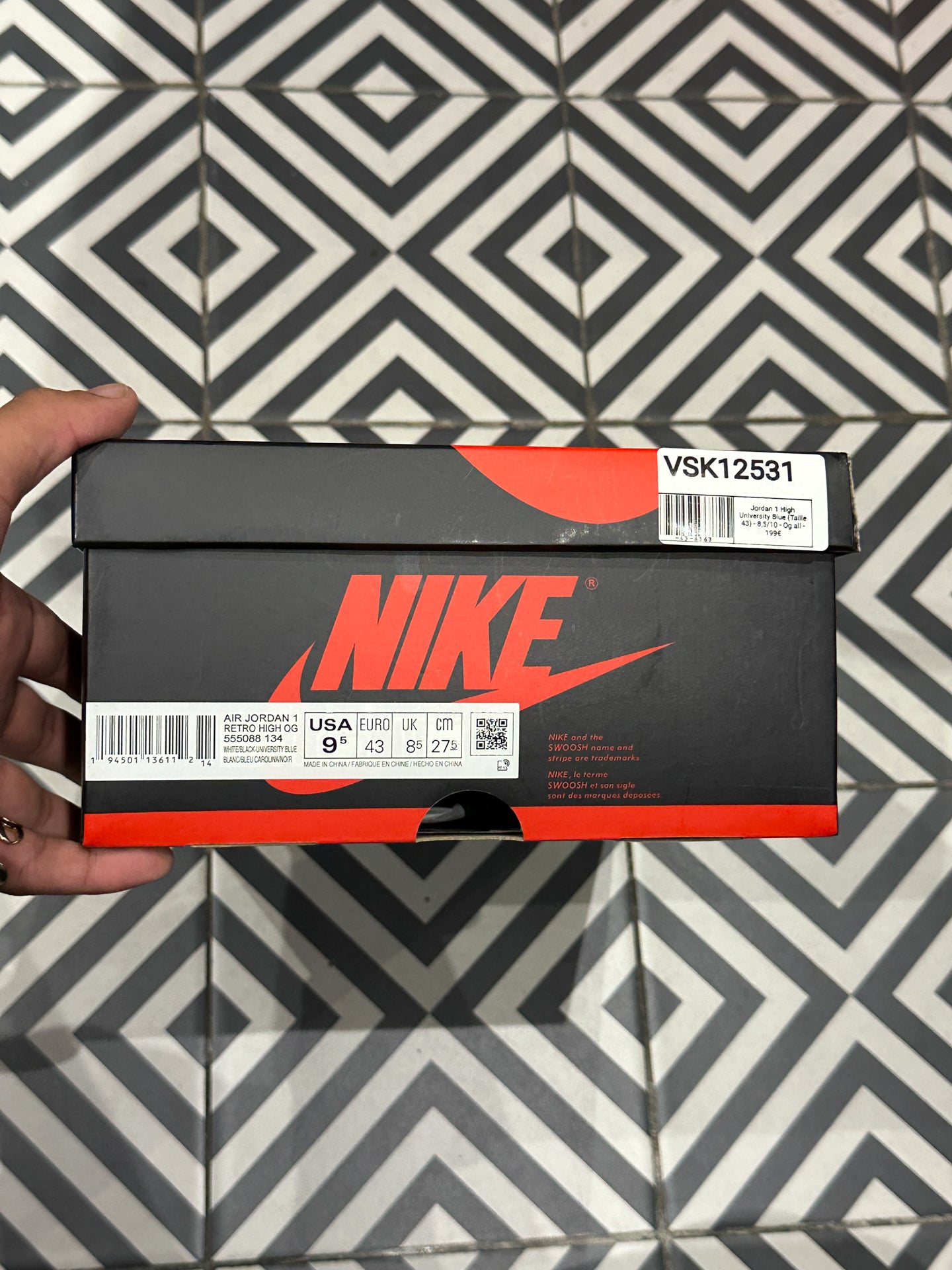 Jordan 1 High University Blue (Taille 43)