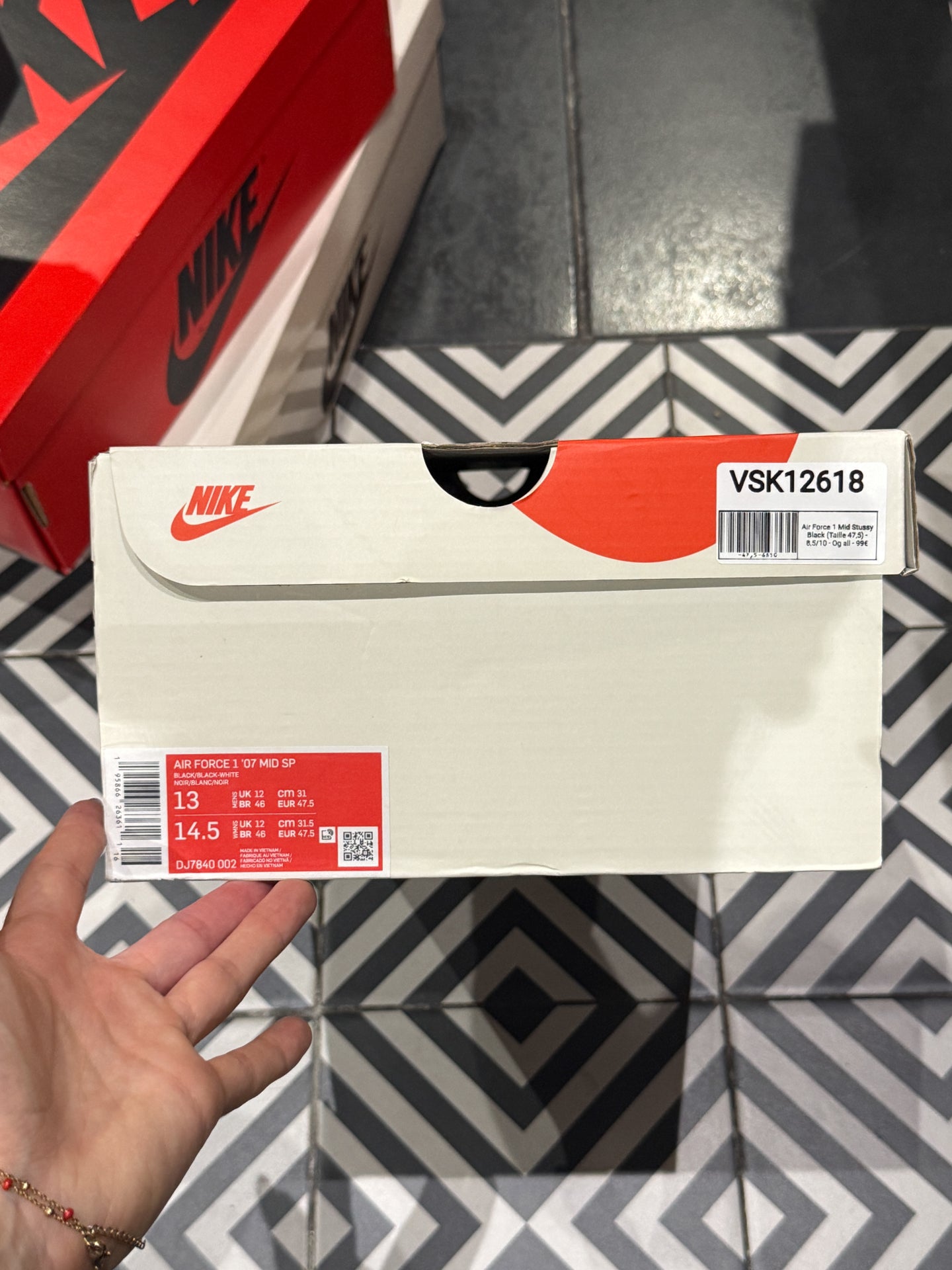Air Force 1 Mid Stussy Black (Taille 47,5)