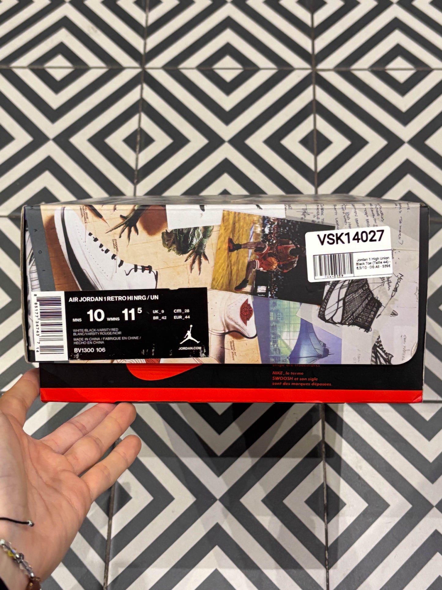 Jordan 1 High Union Black Toe (Taille 44)