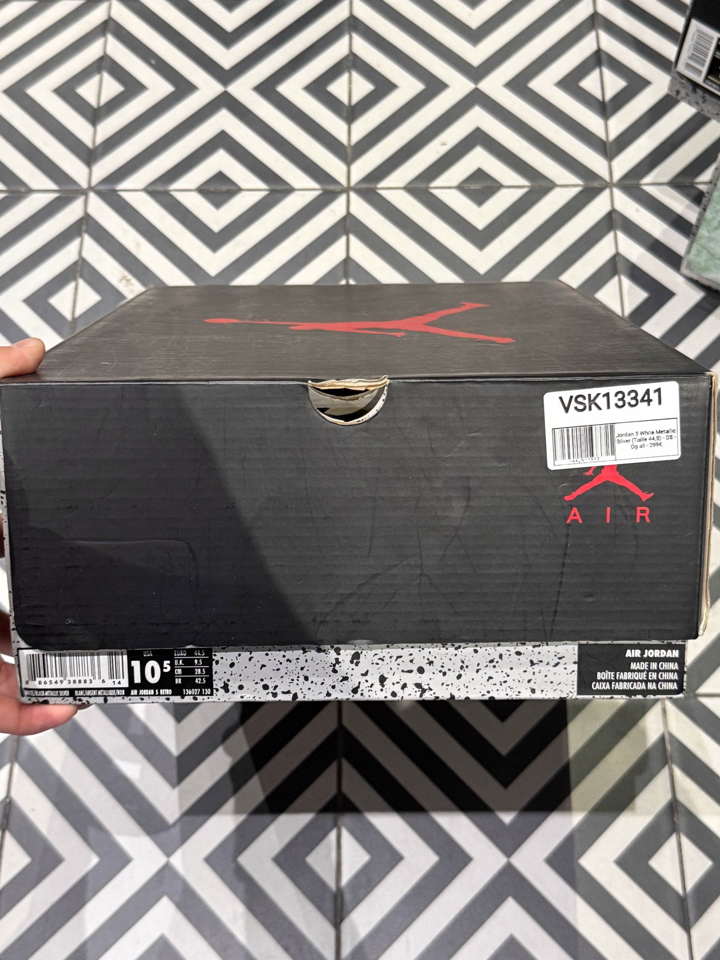 Jordan 5 White Metallic Silver (Taille 44,5)