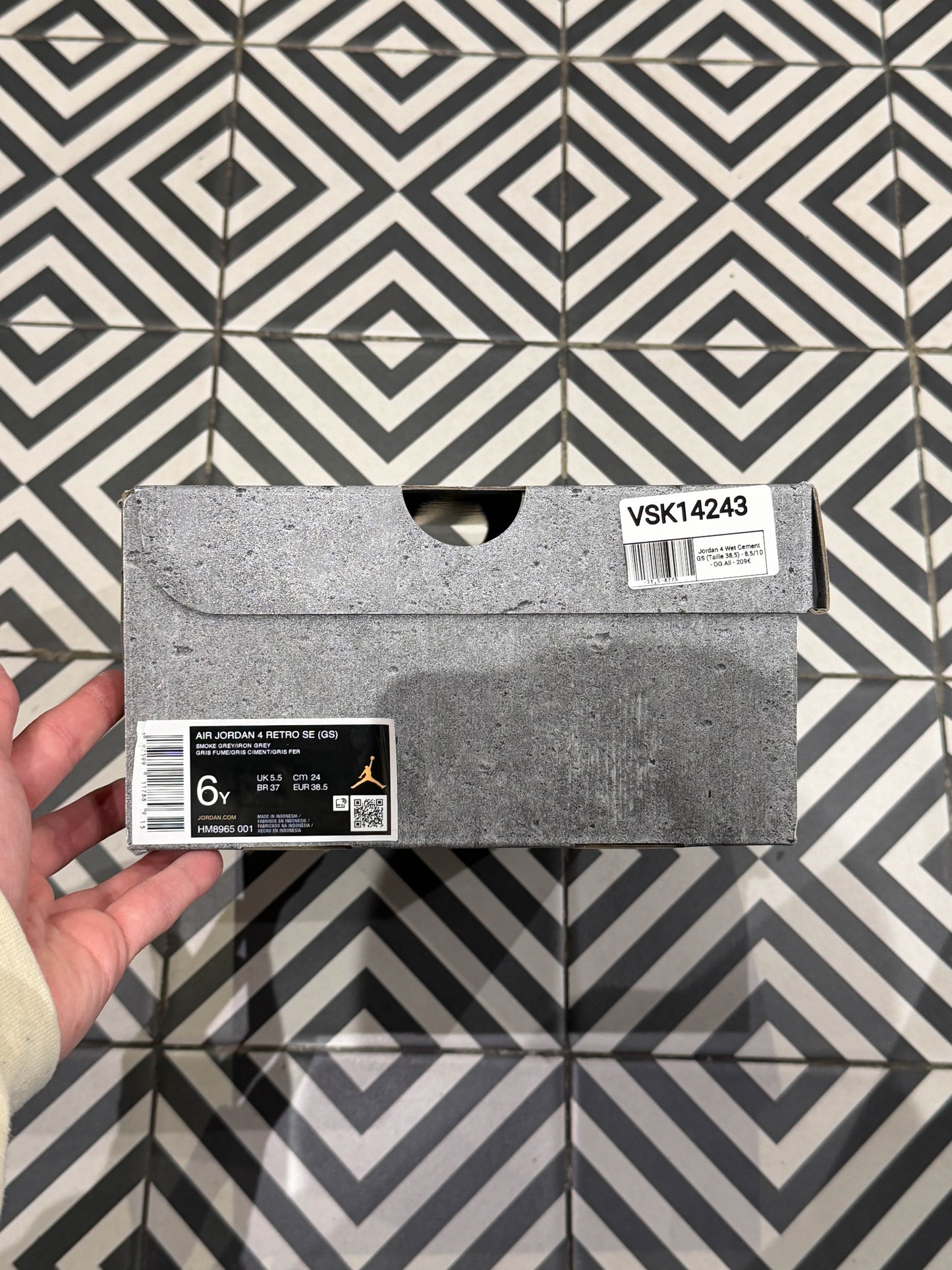 Jordan 4 Wet Cement GS (Taille 38,5)