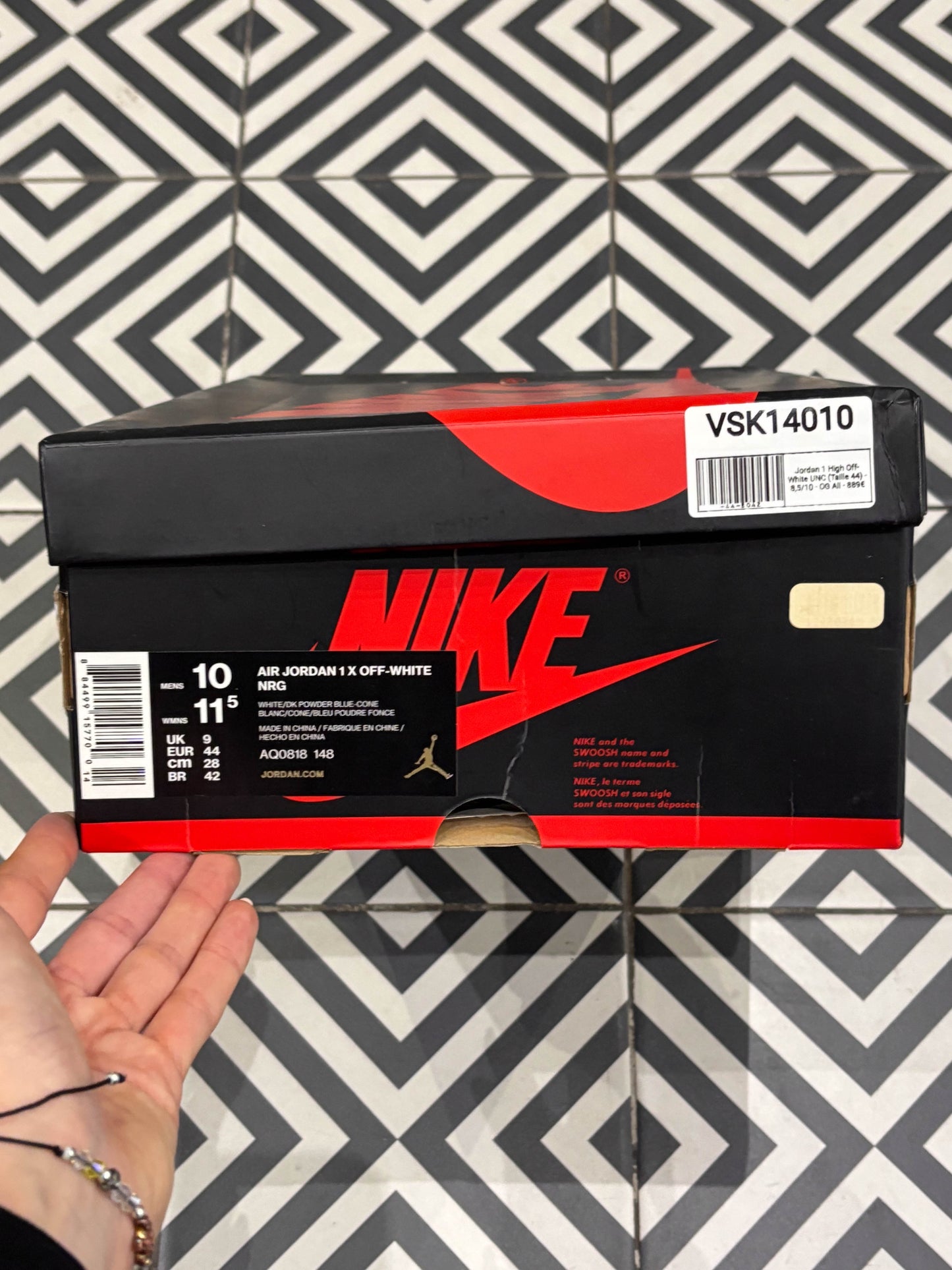 Jordan 1 High Off-White UNC (Taille 44)