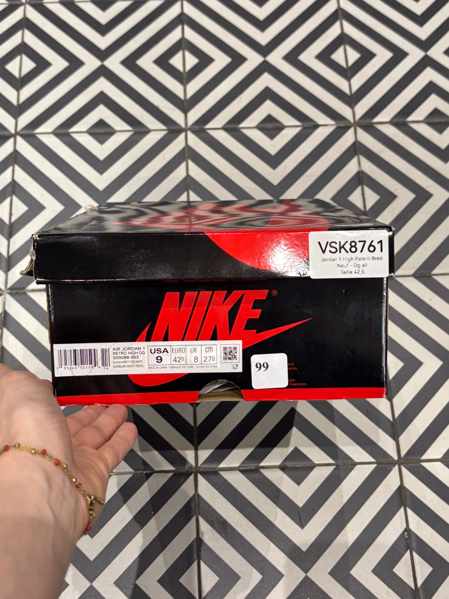 Jordan 1 High Patent Bred (Taille 42,5)