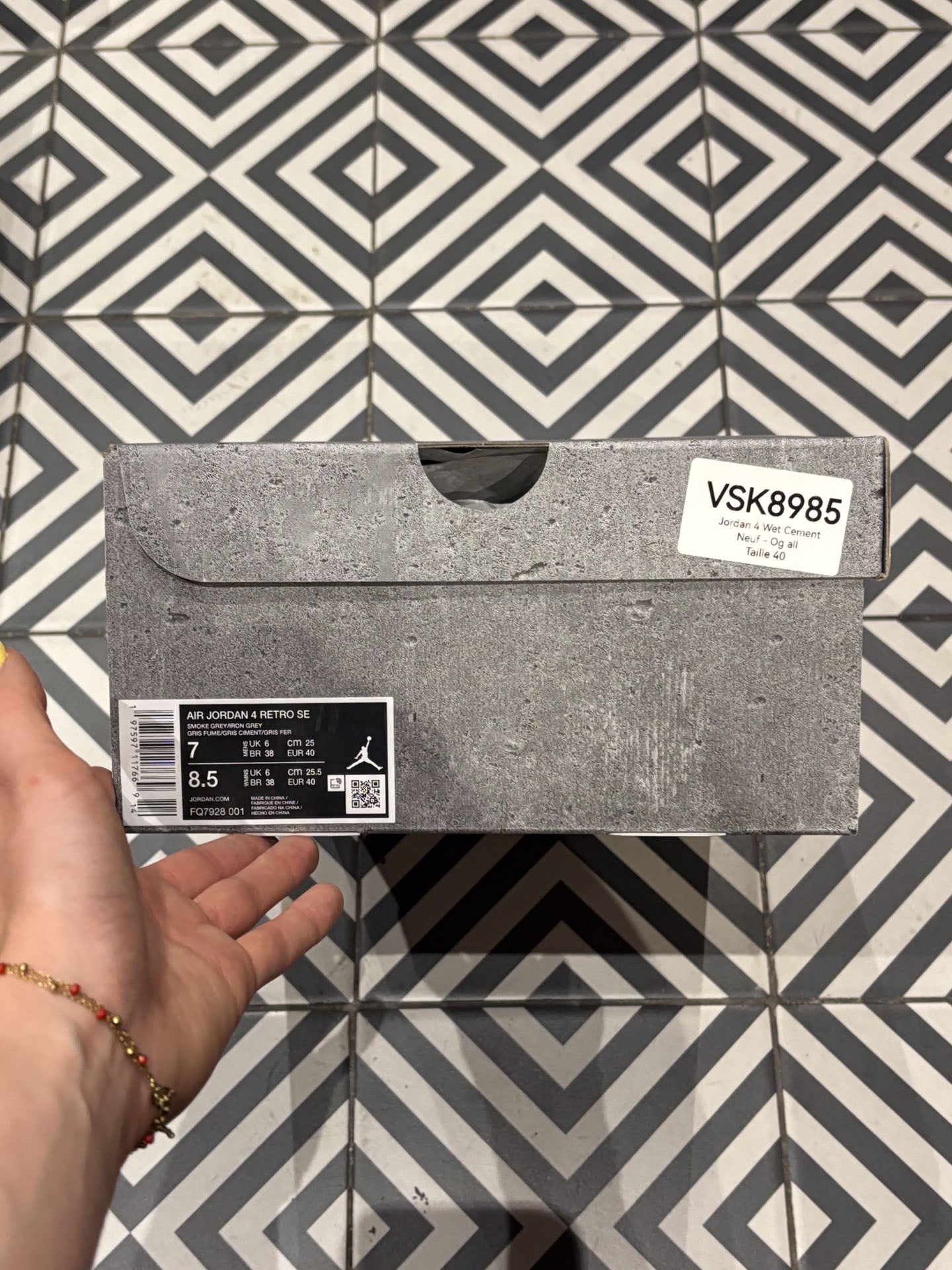 Jordan 4 Wet Cement (Taille 40)