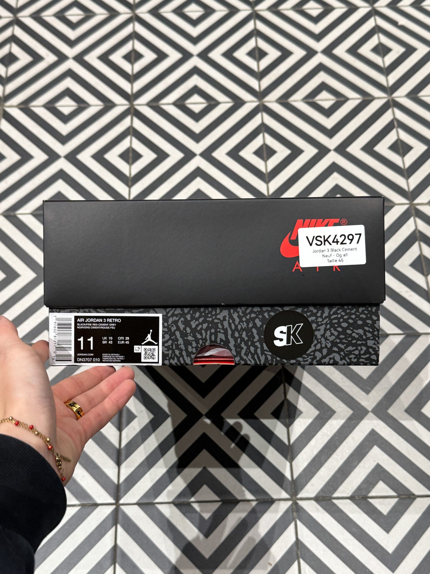 Jordan 3 Black Cement (Taille 45)