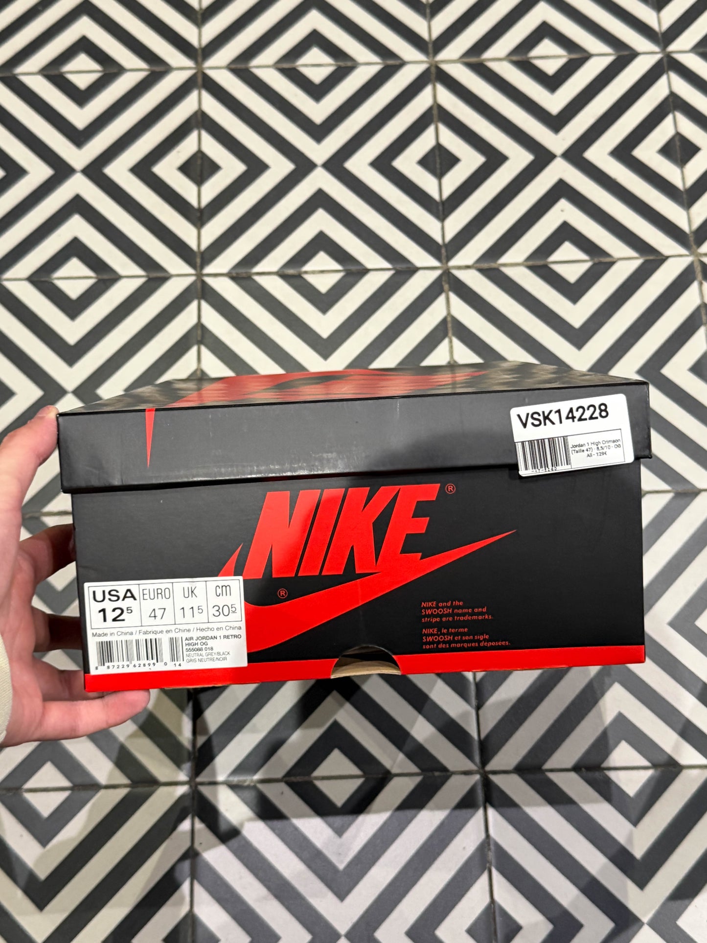 Jordan 1 High Crimson (Taille 47)