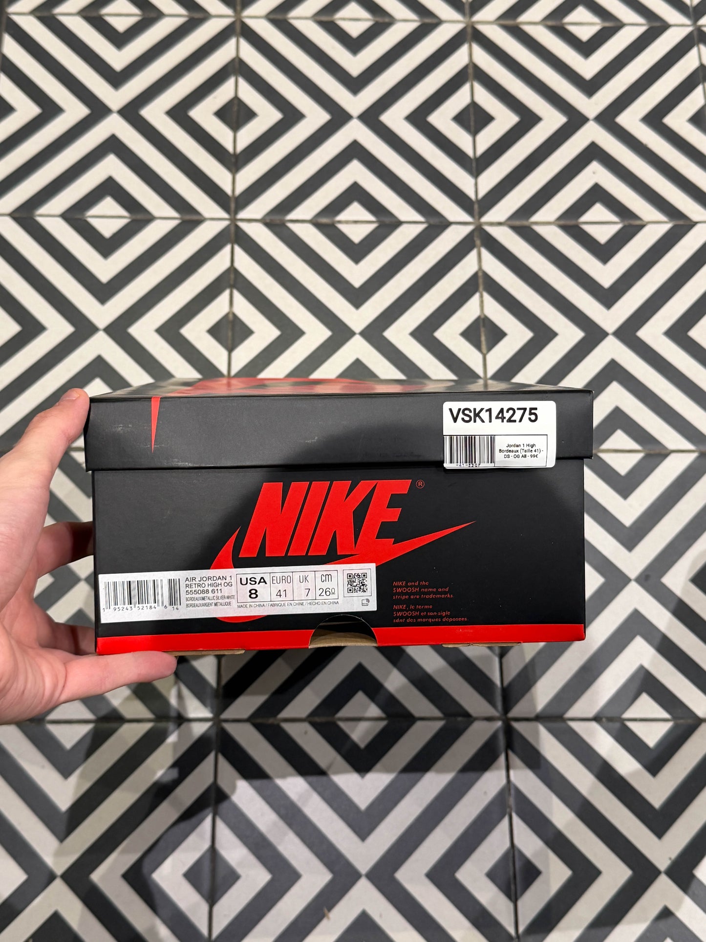 Jordan 1 High Bordeaux (Taille 41)