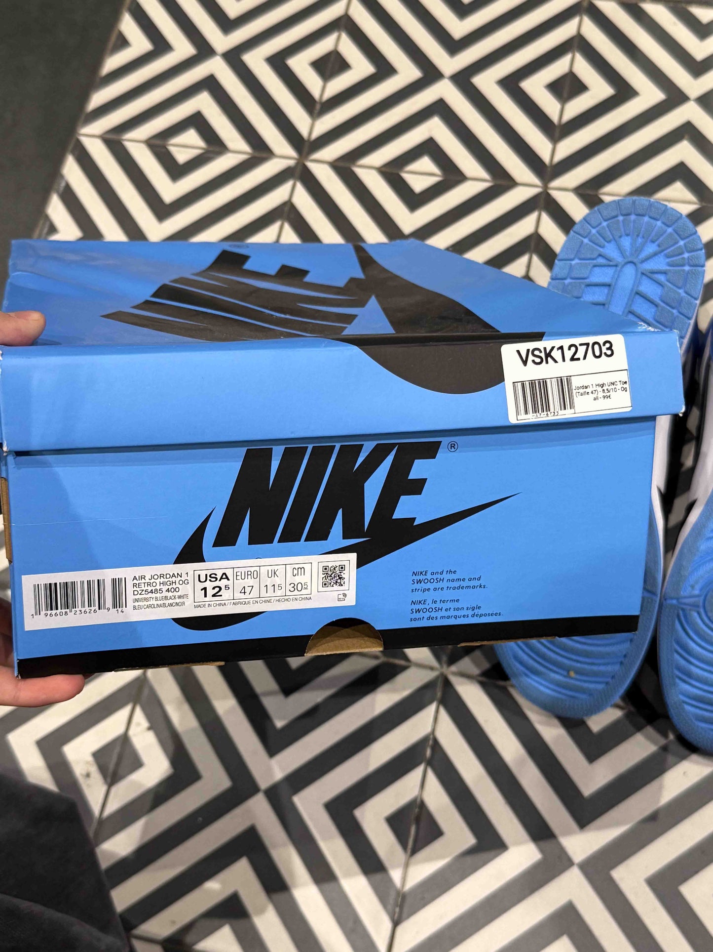 Jordan 1 High UNC Toe (Taille 47)
