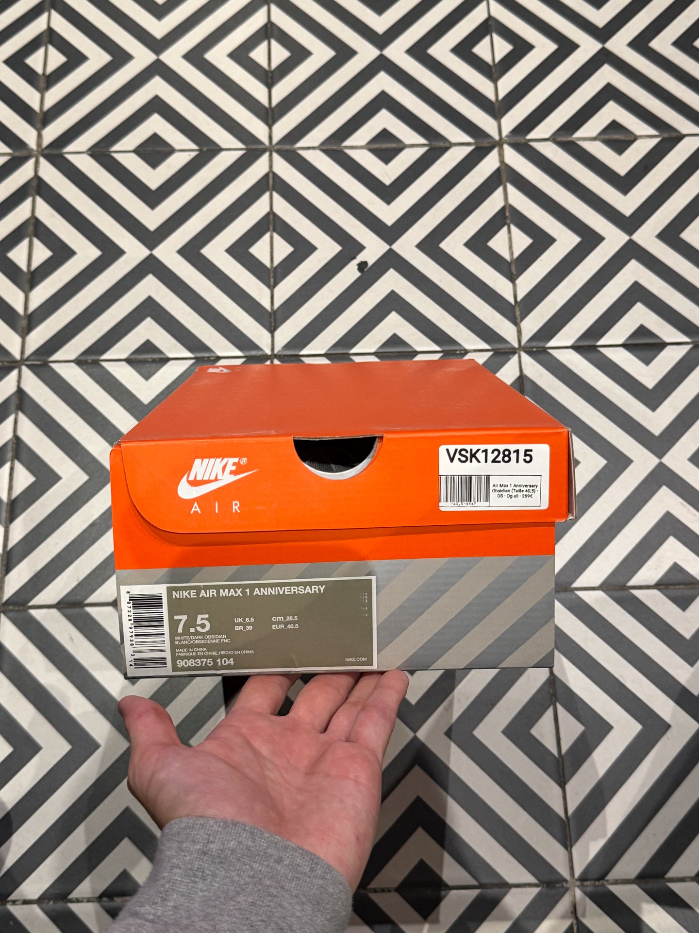 Air Max 1 Anniversary Obsidian (Taille 40,5)