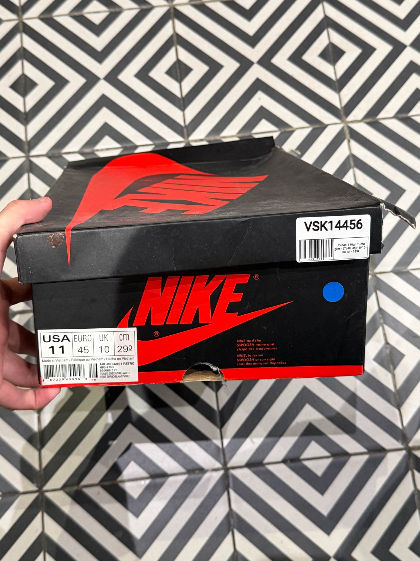 Jordan 1 High Turbo green (Taille 45)